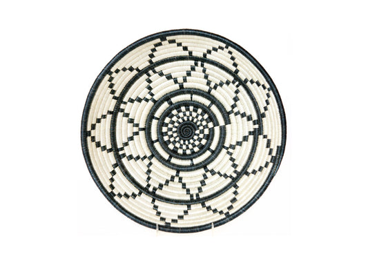 Large Black + White Thousand Hills Round Basket