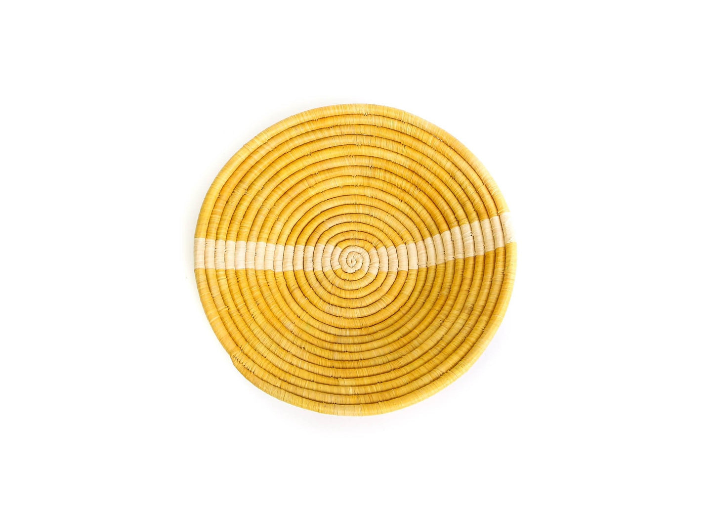 Large Mustard Striped Round Basket