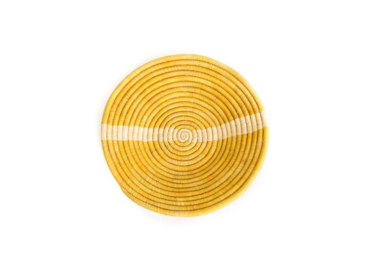 Large Mustard Striped Round Basket