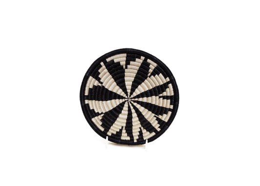 Small Black + White Virunga Round Basket
