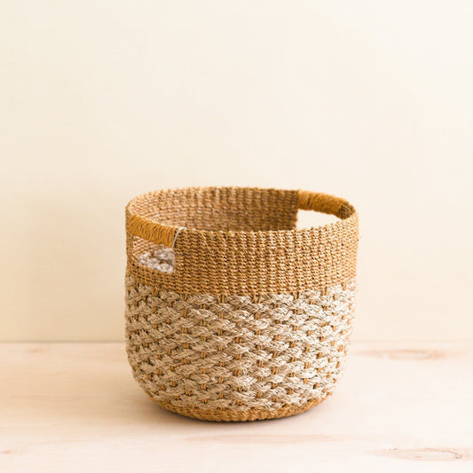 Golden Brown Round Floor Basket