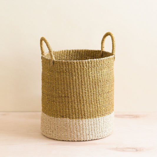 Mustard Floor Basket with Handles