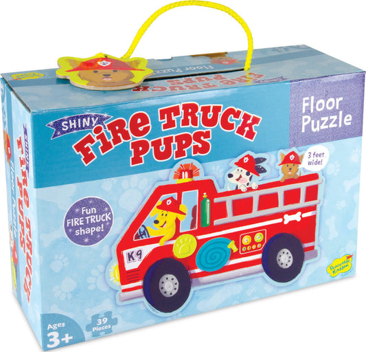 Peaceable Kingdom Floor Puzzle | Shiny Fire Truck Pups
