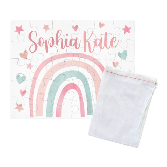 Kids Personalized 30 Piece Puzzle | Pastel Rainbow