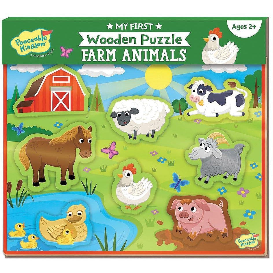 Peaceable Kingdom My First Wooden Puzzle | Farm Animals