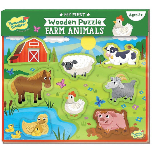 Peaceable Kingdom My First Wooden Puzzle | Farm Animals
