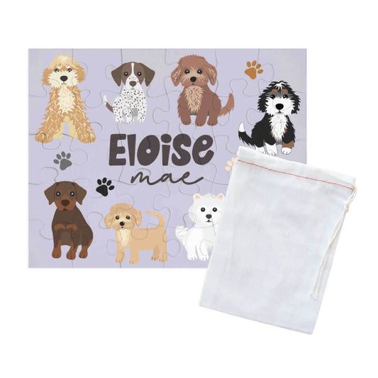 Kids Personalized 30 Piece Puzzle | Purple Puppy Pals