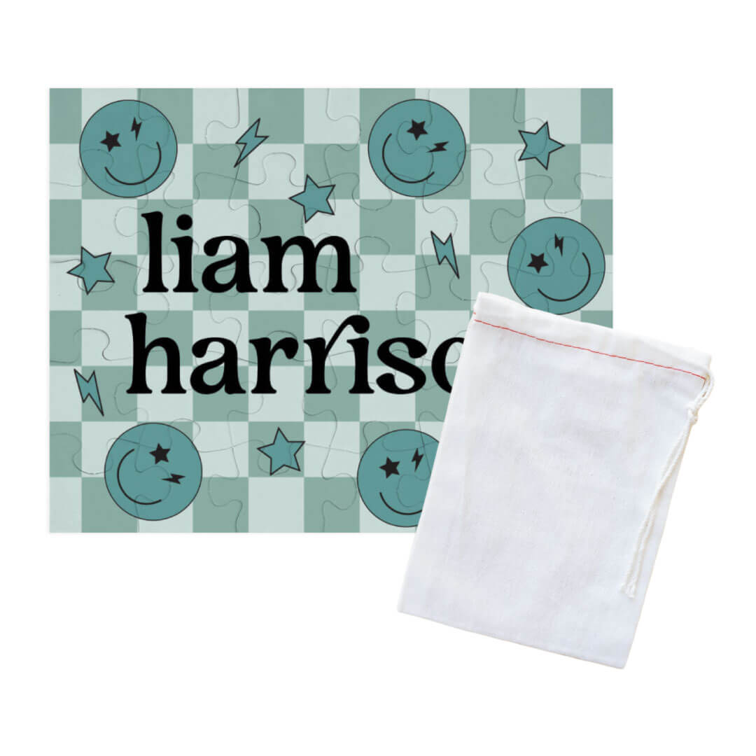 smiley face green personalized puzzle