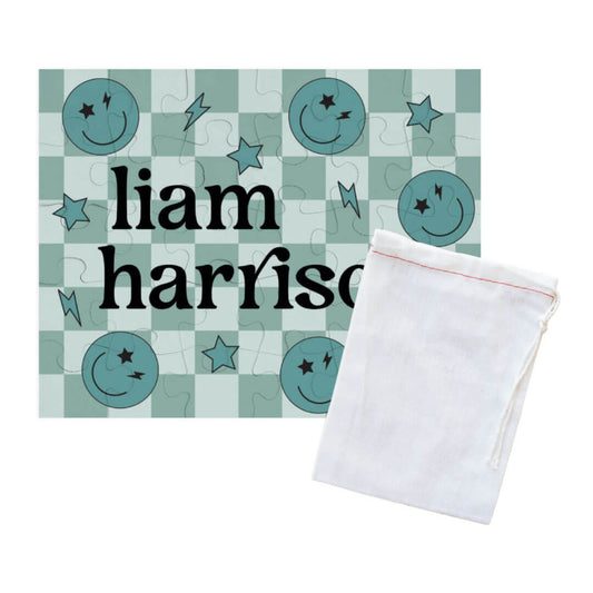 smiley face green personalized puzzle