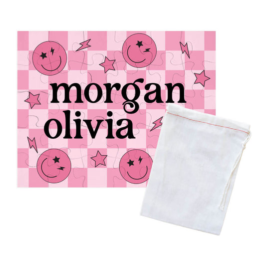smiley face checkered puzzle