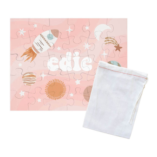 star explorer pink personalized puzzle with bag