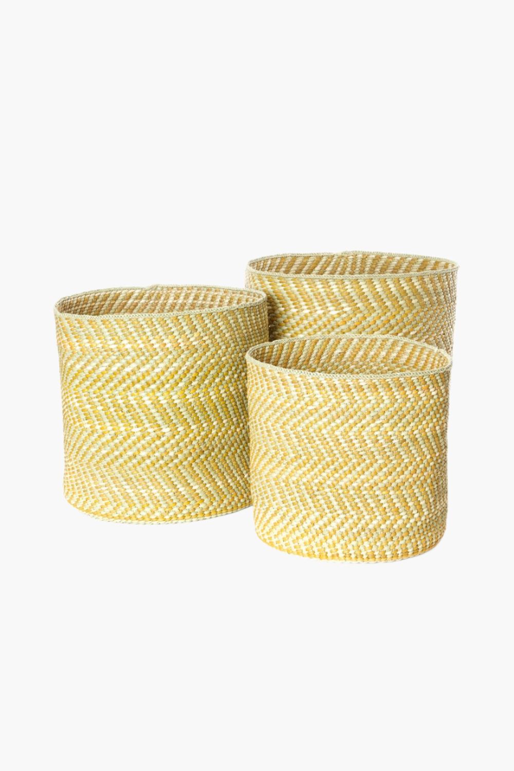 Yellow and Natural Maila Milulu Reed Basket